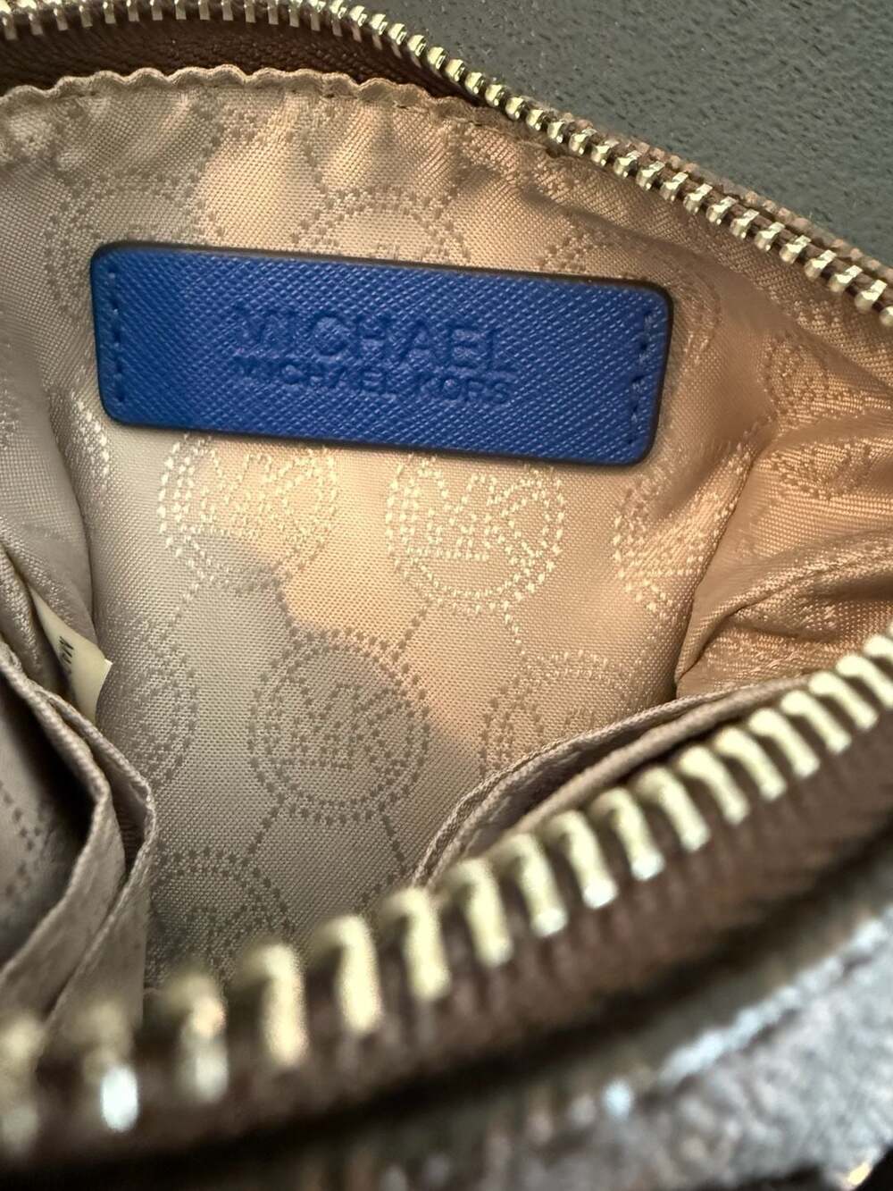 Michael Kors Logo Print Brown and Blue Wristlet Pouch 32T5SJSW1B - Picture 4 of 7